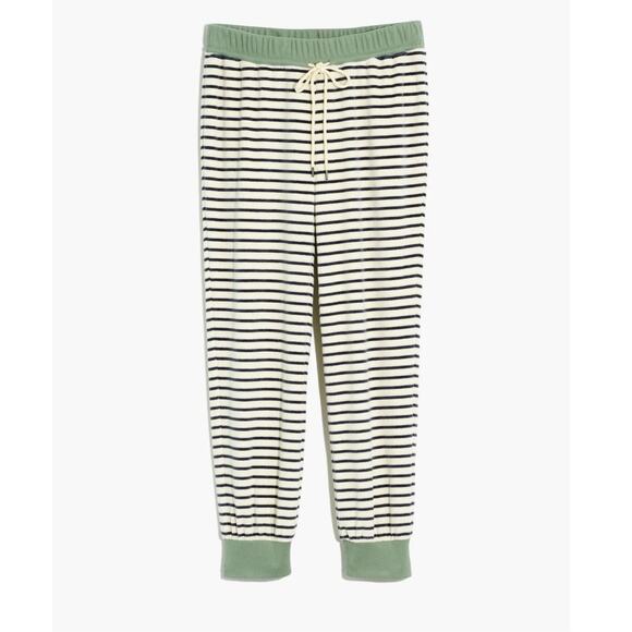 MWL by Madewell Pants - Madewell MWL Womens Velour Slim Jogger Pants Large Green Stripe Loungewear